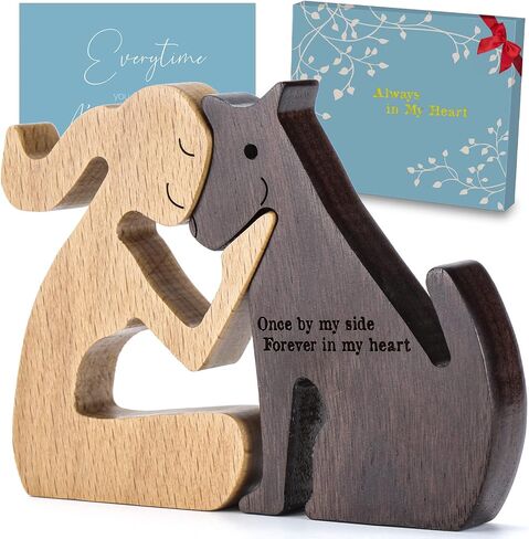 ERUIOLA THYGIFTREE Dog Memorial Gifts for Women - Wooden Carving Dog, Gifts for Loss of Dog - Once by My Side Forever in My Heart in Saudi Arabia