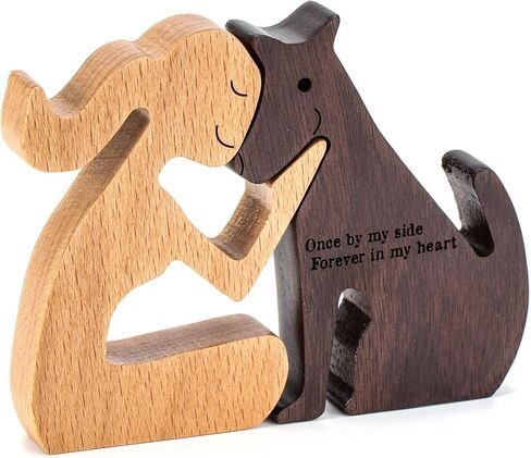 ERUIOLA THYGIFTREE Dog Memorial Gifts for Women - Wooden Carving Dog, Gifts for Loss of Dog - Once by My Side Forever in My Heart in Saudi Arabia
