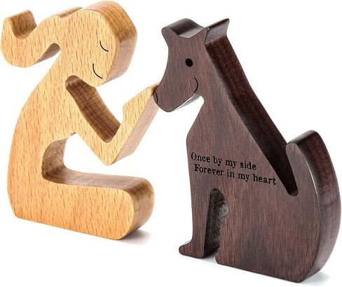 ERUIOLA THYGIFTREE Dog Memorial Gifts for Women - Wooden Carving Dog, Gifts for Loss of Dog - Once by My Side Forever in My Heart in Saudi Arabia