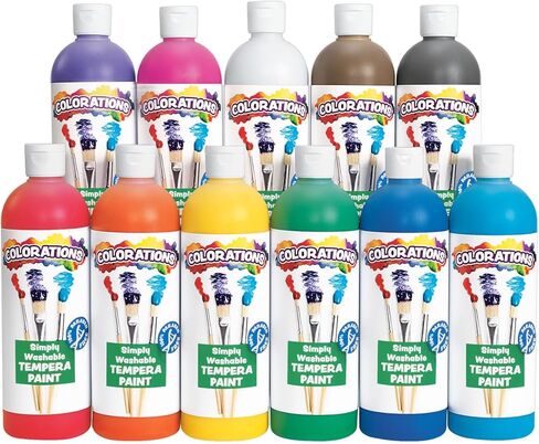 Colorations Paraben-Free Washable Tempera Paint, Set of 19 Colors, Non-Toxic Paint, Vibrant Craft Paint, Paint for Children, Kids Paint, Art Supplies, Paint Set, Washable Paint in Kuwait