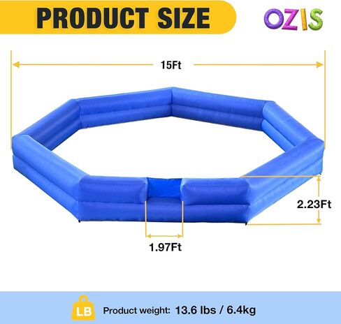OZIS Gaga Ball Pit Inflatable 15FT with Built-in Blower, Portable Gaga Pit for Indoor Outdoor School Family Activities Easy to Setup in Saudi Arabia