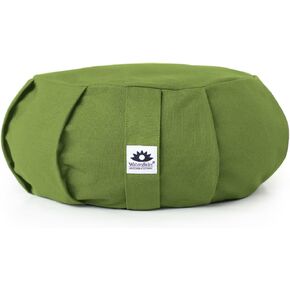 Zafu Yoga Meditation Pillow with USA Buckwheat Hull Fill, Certified Cotton