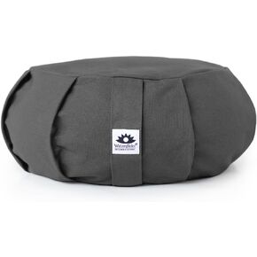 Zafu Yoga Meditation Pillow with USA Buckwheat Hull Fill, Certified Cotton