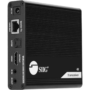 SIIG 4K HDMI Extender Balun Over CAT6/7 - Up to 230ft (70m), 4K@60Hz, Loopout, HDCP 2.2, Near Zero Latency, EDID Learning, ARC & Audio Extractor, Two-Way IR, ESD Protection (CE-H26L11-S1)