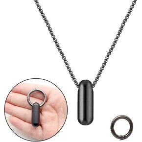 KCFEV Titanium Pill Case Necklace Nitro Mini Keychain Pill Holder Lightweight Pendant Necklace Pill Container Small Pill Box - Bamboo