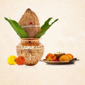 Kalash for Puja Kalasam for Pooja - Copper Kalash for Wedding Purpose Lota for Puja Pot - Hand Engraved Pooja Lota - [ 3.5 inch, Small ] Puja Items, Vessel Hashcart®
