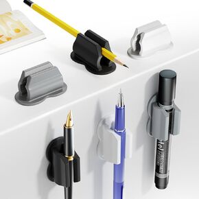 2025 New Pen Holder, 6 Pack Upgraded Adhesive Pencil Holders for Wall & Desk, Marker Holder, Pen Holder for Clipboard, Teacher Supplies for Classroom kids Desk Accessories Clips Holder