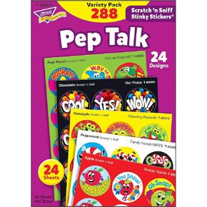 Trend Enterprises - T83920 Pep Talk Stinky Stickers Variety Pack, 24 Designs, 8 Scents, Pack of 288, Multicolor (T-83920)