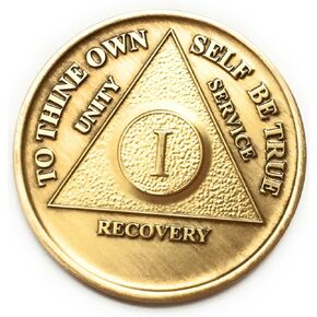 1 Year Bronze AA (Alcoholics Anonymous) Birthday - Anniversary Recovery Medallion/Coin/Chip Model: