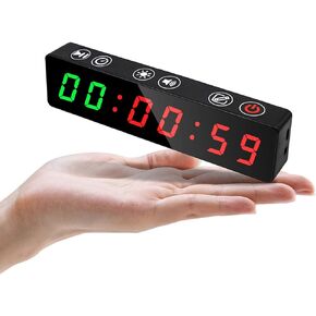 Jhering Portable Gym Timer, Workout Clock with Rechargeable Battery and Built-in Magnet, Stopwatch Countdown/Up for Home Gym Garage Fitness, Interval Training, EMOM, Tabata, Boxing