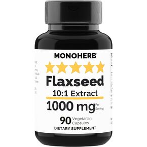 MONOHERB Flaxseed Extract 1000 mg - 90 Vegetarian Capsules