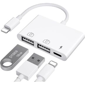 iPad to USB Adapter, USB for iPad, iPhone to USB Adapter Compatible iPhone/iPad,Plug N Play,Compatible with USB Flash Drive.Support iOS 16.