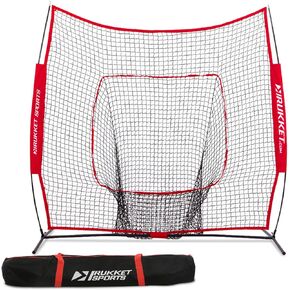 Rukket 7x7 Baseball & Softball Net, Practice Hitting, Pitching, Batting and Catching, Backstop Screen Equipment Training Aids, Includes Carry Bag