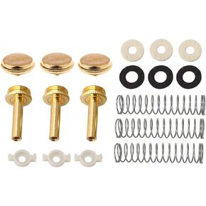 TUOREN Trumpet Valve Sytem Replacement Parts include Trumpets Finger Buttons Valve Cap Spring Felt Washer Piston Guides Musical Instruments Accessories Set of 18pcs Gold