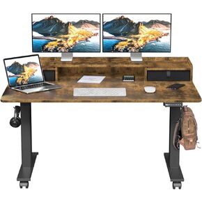 55×30 Inch Electric Standing Desk with 2 Drawers, Adjustable Height Widened Stand Up Desk with Storage Shelf, Sit to Stand Ergonomic Workstation for Home Office