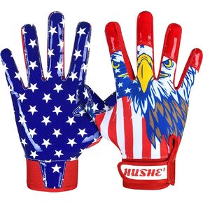 Football gloves American flag football receiver gloves men silicone grip football receiver gloves youth usa flag football receiver gloves youth football receiving gloves for men adult & unisex.