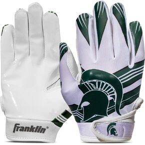 Franklin Sports Youth NCAA Football Receiver Gloves - Receiver Gloves for Kids - NCAA Team Logos and Silicone Palm - Youth Pair - Great for Games & Costumes