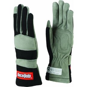 RaceQuip Race Gloves 351 Series 1 Layer Nomex SFI 3.3/1 Certified Black Large 351005