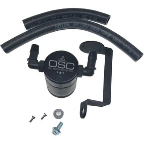 J&L Oil Separator Co. 3.0 Oil Catch Can 3061P Compatible with 2005-2023 Charger; Challenger 5.7 Hemi (Black)