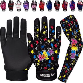 Exxact Sports Youth Batting Gloves with Arm Sleeve - Baseball Batting Gloves Youth Boys, Softball Batting Gloves for Women