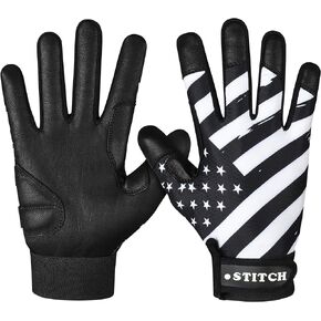 Dot Stitch Batting Gloves Softball Batting Gloves American Flag Baseball Batting Gloves Men Batting Gloves USA Flag Baseball Batting Gloves for Youth Adult & Unisex