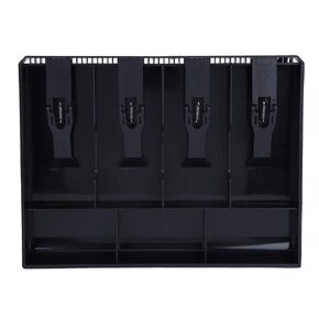 Cash Tray, Cash Drawer Register Insert Tray Replacement Coin Cashier Tidy 4 Bills 3 Coins Money Storage Box 12.6 x 9.6 x 1.4 inch(Black)