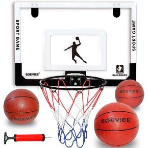 Large Basketball Hoop for Kids & Adult 23 X 16 Inch Basketball Hoops Indoor on Door & Wall with 3 Balls & 2 Nylon Nets Over The Door Basketball Hoops Perfect Family Game Gifts