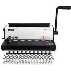 Rayson TD1202R Binding Machine, 3:1 Pitch Wire Binding Machine, Round Holes, Punch 12 Sheets/Bind 120 Sheets with Sturdy Metal Construction