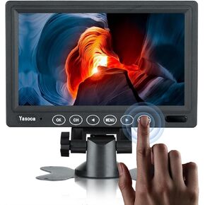Yasoca 7 inch Small HDMI Monitor 1024x600 Resolution Small 1080P Portable IPS Monitor with Remote Control with Built-in Speakers HDMI VGA Input for Gaming CCTV Security Raspberry Pi PC