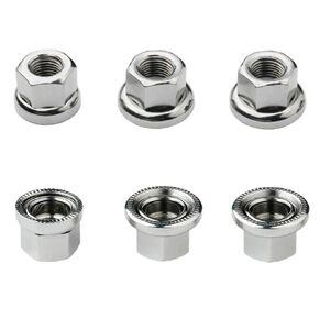 Saipe 6pcs Bike Wheel Hub Nut Bike Flanged Axle Nut 3 Sizes M8/3/8"/M10 for Front and Rear Bike Wheel Mountain Bike and Kids Bike
