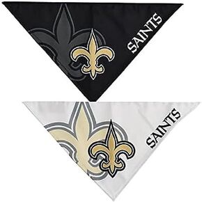 Littlearth Unisex-Adult NFL New Orleans Saints Home and Away Pet Bandana Set, Team Color, Large