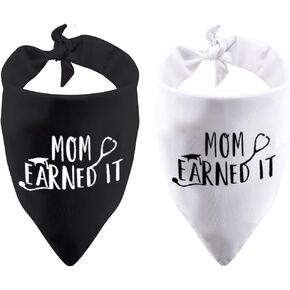2 Pack Mom/Dad Earned It Dog Bandana Nurse Graduation Gift Nurse Dog Bandana (Mom Earned It 2 Pack)