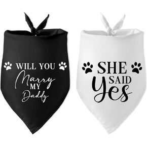 2 Pack Will You Marry My Daddy She Said Yes Dog Bandana Dog Wedding Bandana Bridal Shower Gift Wedding Engagement Photo Prop Accessories for Dog Lovers Owner Gift