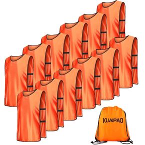 KUAIPAO 12 Pieces Soccer Pinnies Scrimmage Vest Team Practice Jerseys Sports Pinnies With Free Carry Bag