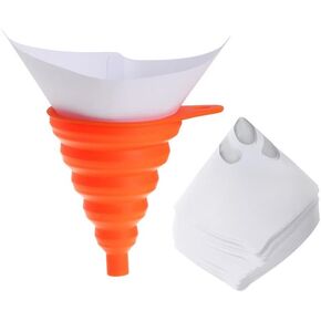 100 Pack Paint Filter with 100 Micron Filter Tips Cone Paint Strainers with 1 Pcs Silicone Funnel Paper Paint Funnel Suitable for Car Paint, Furniture, Wood, Mechanical Paint (100, 100 Micron)