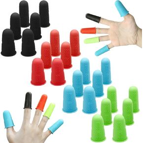24Pcs Rubber Finger Protectors, Silicone Finger Protectors, Hot Glue Fingers Tips Pads Rubber Thimble Rubber Finger Protectors, Rubber Finger Tips for Sorting Mail Hot Glue Gun Sewing (3 Sizes)