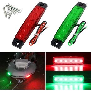 Navigation Lights, Led Stern Lights, Marine Strip Lights for Boat Lights Bow and Stern, Kayak Lights, DC 12V 2PCS (Red and Green)