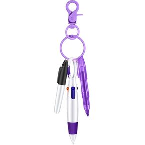 Colarr Badge Pens for Nurses, Include Tip Permanent Marker Pen Retractable Ballpoint with Nursing Keychain Clip(Pink)