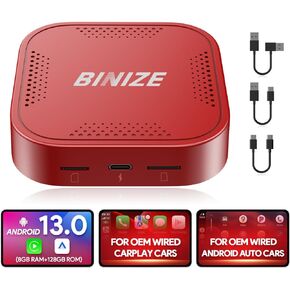 Binize Carplay Ai Box Android 13 Wireless Carplay/Android Auto Red 8+128G in Kuwait