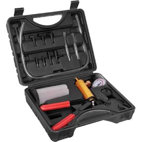 Torin 16 Piece 2 in 1 Brake Bleeder Kit Hand Held Fluid Vacuum Gauge Pump Test Set with Storage Case| One-Man Brake Bleeding System Apply to Bike, Motorcycle, Car, Truck