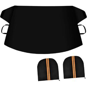 غطاء الزجاج الأمامي للثلج والثلج، غطاء ثلجي للزجاج الأمامي للسيارة مع حواف مغناطيسية، غطاء الصقيع للزجاج الأمامي واقي ممسحة إزالة الجليد مع أغطية مرآة جانبية، يناسب معظم السيارات in Kuwait