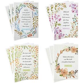 DaySpring Assorted Religious Sympathy Cards, Floral Wreaths (12 Cards with Envelopes)