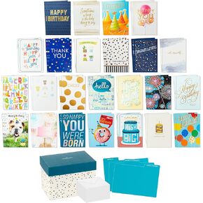 Hallmark All Occasion Cards Assortment—48 Cards and Envelopes with Card Organizer Box (Polka Dots)