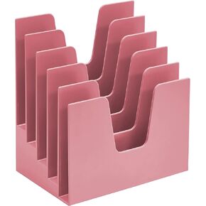 Acrimet Incline Desk File Sorter Step 5 Sections Heavy Duty (Solid Pink Color)