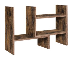 SONGMICS Desktop Organizer, Tabletop Storage Rack, 3 Adaptable Modules, Small Wooden Bookcase, for Office Studio Kitchen, Rustic Brown UOFS045B01