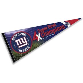 New York Giants 4 Time Bowl Champions Pennant Banner Flag