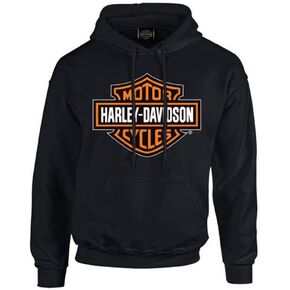 Harley-Davidson Men's Bar & Shield Pullover Fleece Hooded Sweatshirt, Black