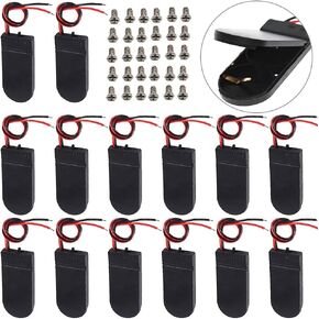 JWISLAND (Pack of 50) CR2032 Battery Holder Coin Cell Battery Holder, CR2032 Battery Holder with Switch, 2 x 3V Coin Cell Holder CR2032 Battery Holder Case with Leads ON-Off Switch