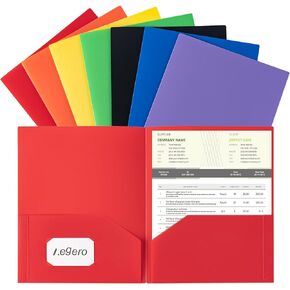 Plastic Folders with Pockets (7 Pack, Assorted Colors), Durable Heavy Duty File Folders with Business Card Slot, 2-Pocket Folder for Schoolwork & Office,Letter Size
