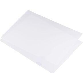 PATIKIL L Type Folders 24 Pack A4 Plastic File Project Pockets Clear Paper Document Jacket Sleeve for Office, Black